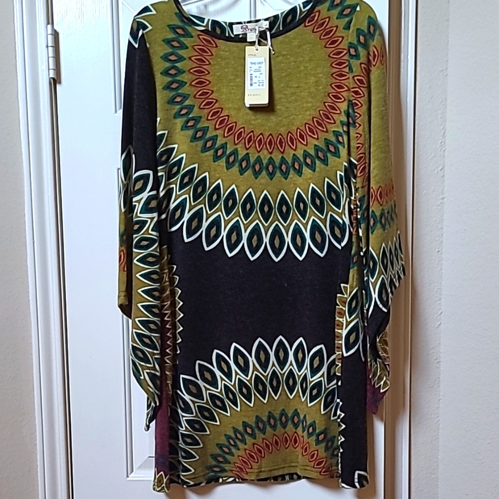 Multicolor Geometric Knit Women's Dress